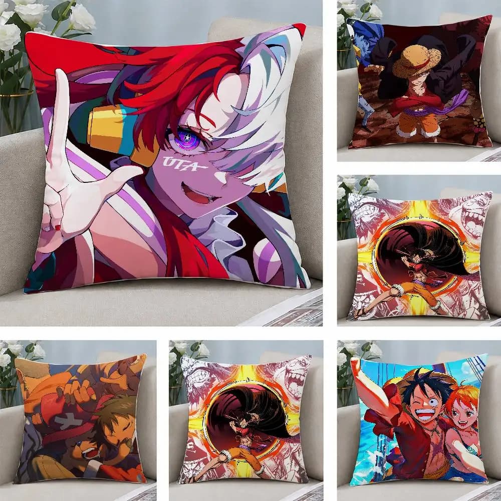 One Piece Brook Soul King Anime Plush Pillow Cover Copricuscino in morbido peluche corto per divano, camera da letto, decorazioni per la casa, regalo, decorazione