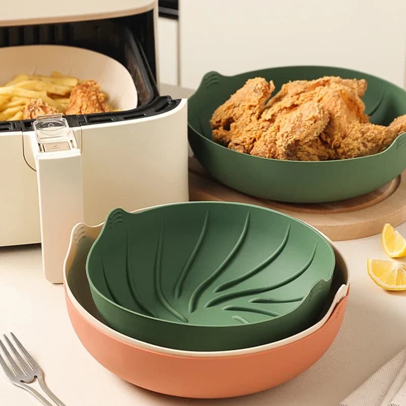Friggitrice ad aria da 9 pollici Fodere in silicone Riutilizzabili Antiaderente Friggitrice ad aria Pentola Ciotola Friggitrice ad aria Cestino Piatti da forno Pentole Accessori da cucina