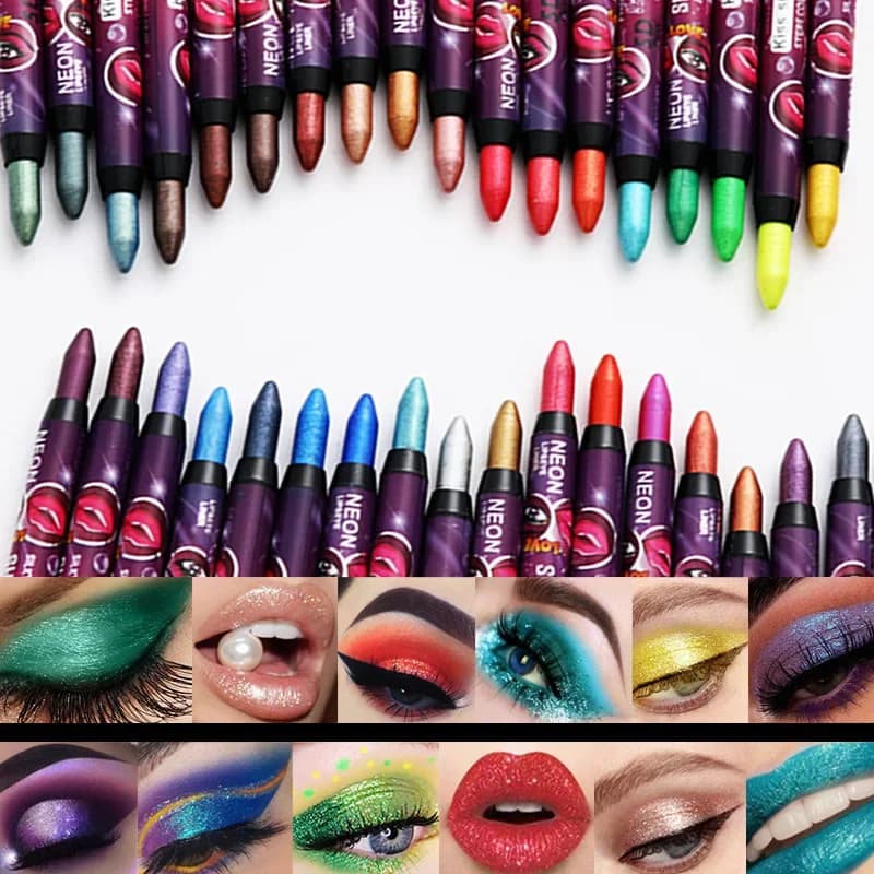 Impermeabile non sbavare ombretto Stick 2 in 1 ombretto penna Lip Make Up matita ombretto rossetti Glitter Shimmer lunga durata
