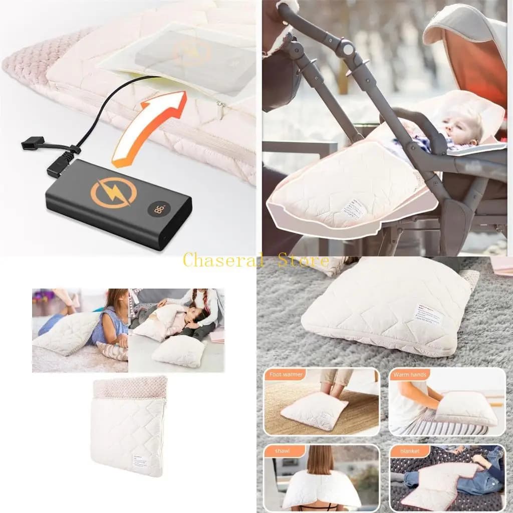 E7CE Electric Heated Foot Warmer Foldable Blanket Shawl for Men Women Baby Strollers