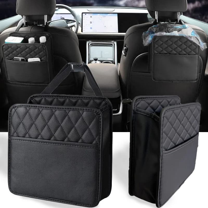 Organizer per Sedile Auto con Tasche Portaoggetti, 2 Pezzi, Organizzatore Multifunzione per Auto, Sacchetto per Rifiuti in Pelle PU Premium