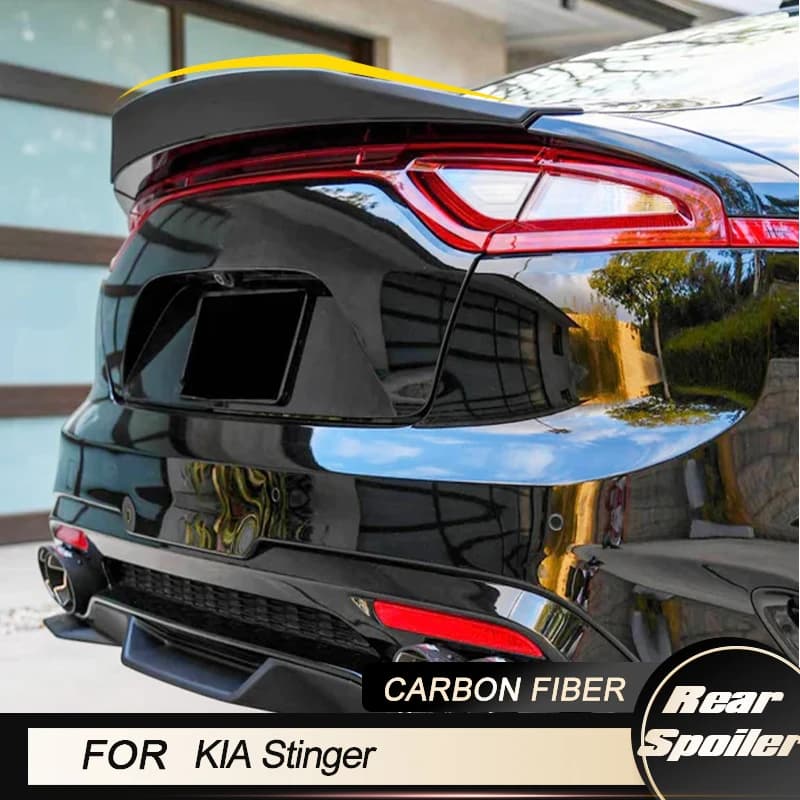Auto Baule Posteriore Spoiler Ala Per KIA Stinger GT EX Hatchback 4 Porte 2018-2023 Racing Spoiler Posteriore Boot Coperchio Ala Labbro In Fibra di Carbonio