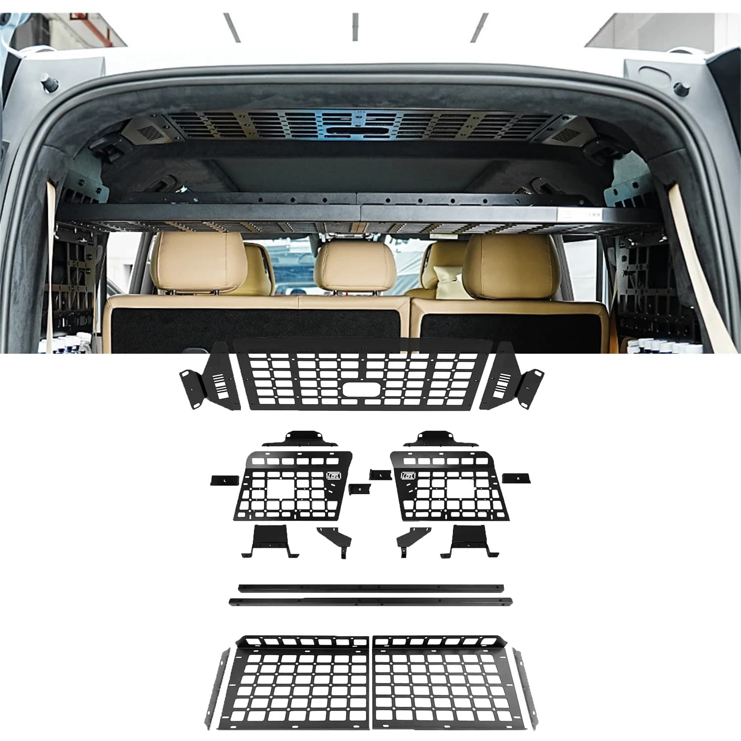 For BYD DENZA B8 2024 2025 Modular Storage Shelf Modification Roof Rear Trunk Debris Rack Molle Panel 1Set
