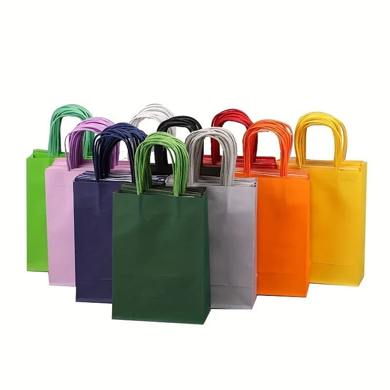 Sacchetti Regalo per Feste con Manici, Borse Riutilizzabili in Carta Kraft, Sacchetti per Caramelle di Compleanno, Forniture per Feste di Compleanno