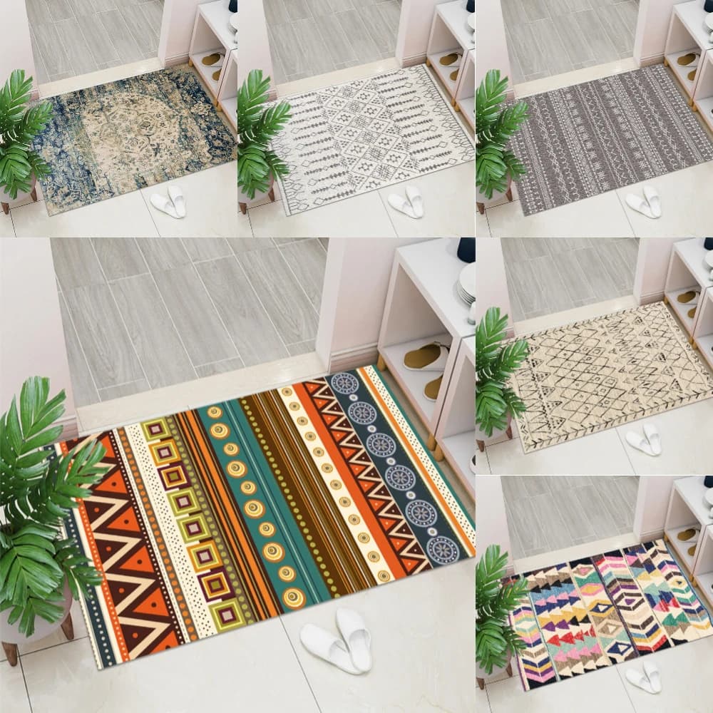 Modern washable lawn in Boho style, welcome carpet, living room, bedroom, entrance hall, kitchen, hallway, non-slip mat