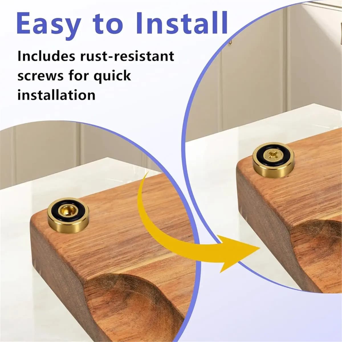 12 Pcs Brass Cutting Board Feet with Non-Slip Pads 1 Inch X 0.4 Inch Solid Brass Rubber Feet Legs with Screws