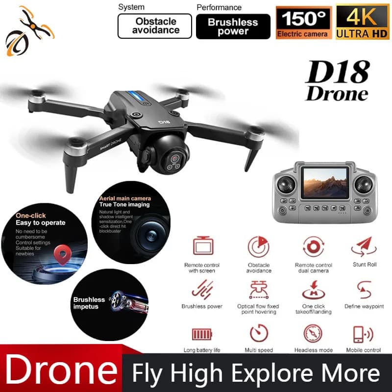 NEW D18 Drone Professional Photography 4K Aerial HD Dual Camera Intelligent Obstacle Avoidance 5G WIFI Brushless Power Drone