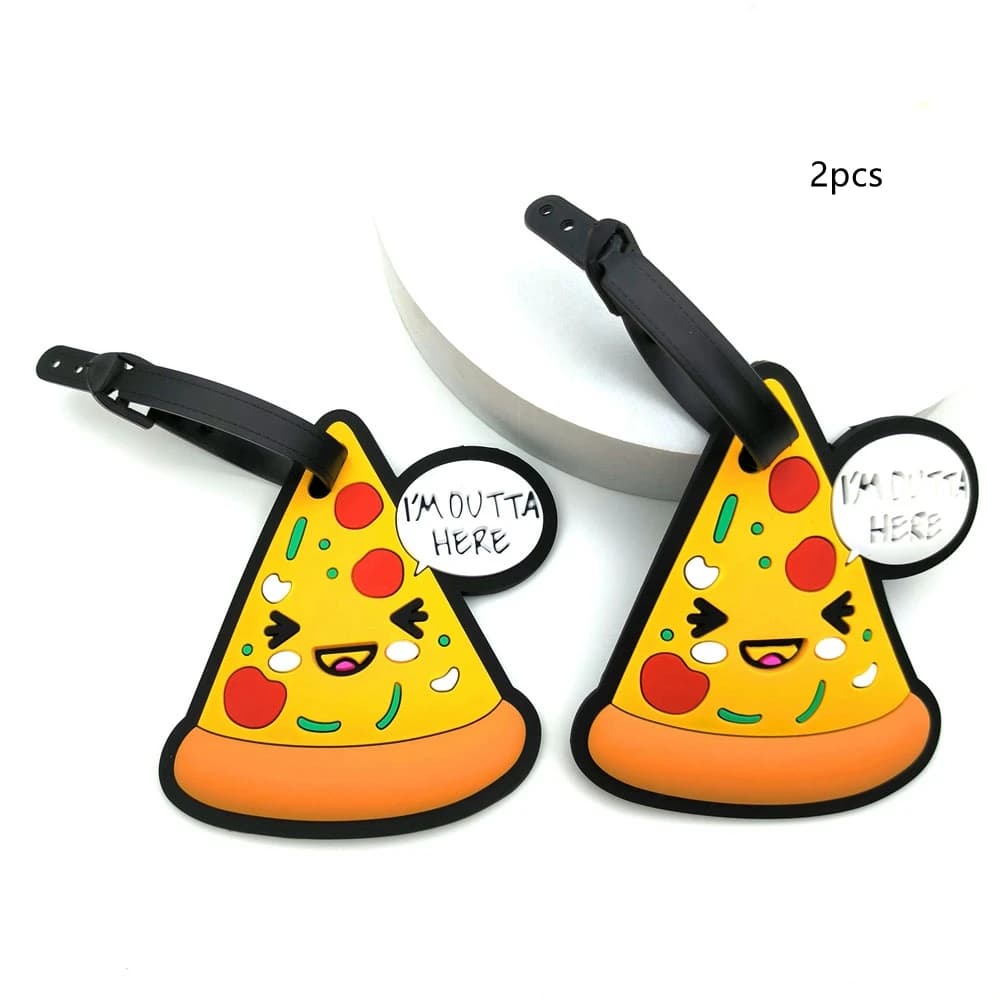 2pcs Delicious Food Pizza bagaglio Tag Hanger Hanger bagaglio aeroportuale Anti Loss ID Tag etichetta nome essenziale per adulti per i viaggi e B