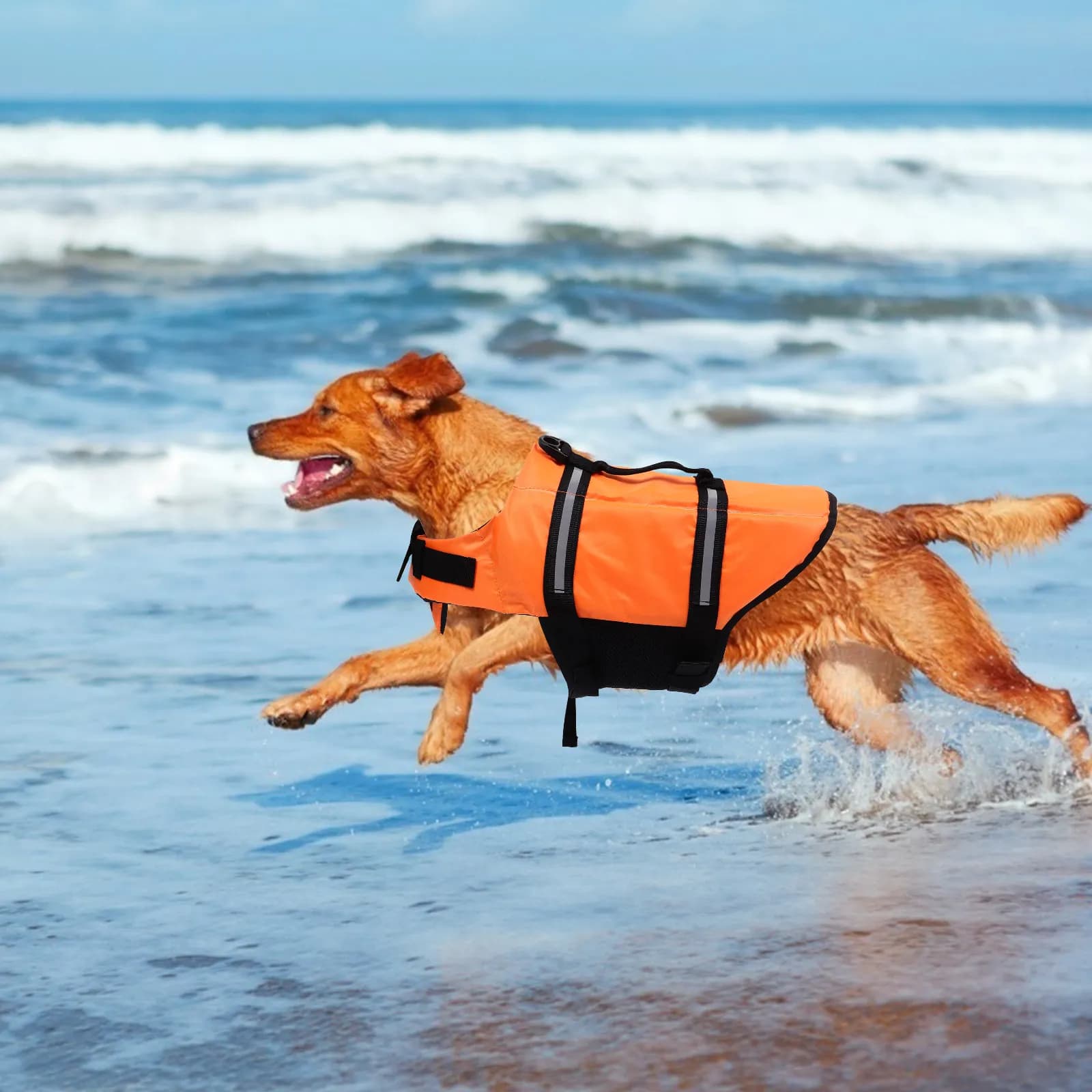 Giubbotto di Salvataggio per Cuccioli Traspirante con Doppio Blocco, Strisce Riflettenti e Maniglia per un Facile Trasporto - Ideale per il Nuoto