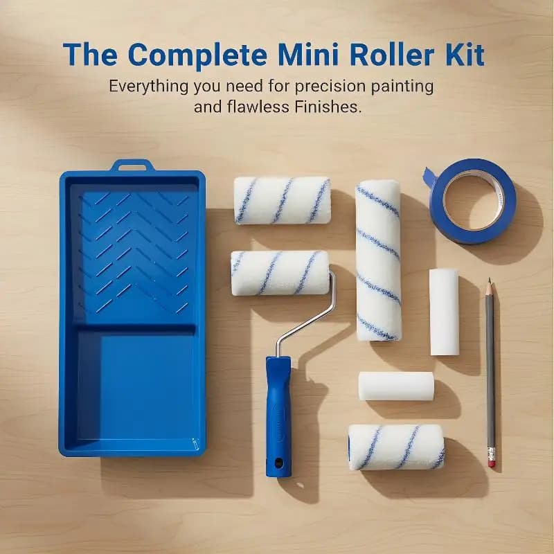 1Set High-Density Foam Paint Roller Paint Tray Liner Decor Tools 2 Inches Small Paint Roller Kit Home Painting Supplies Hardware