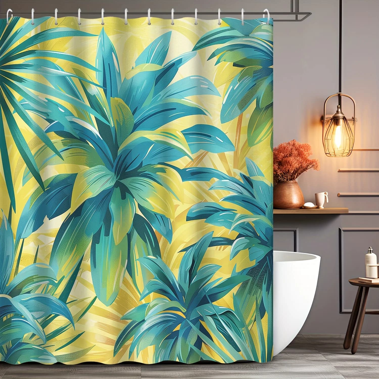 Tenda da doccia con stampa di piante di ananas, tenda da doccia e impermeabile, arredamento per il bagno di casa e appartamento, arazzo da parete sospeso