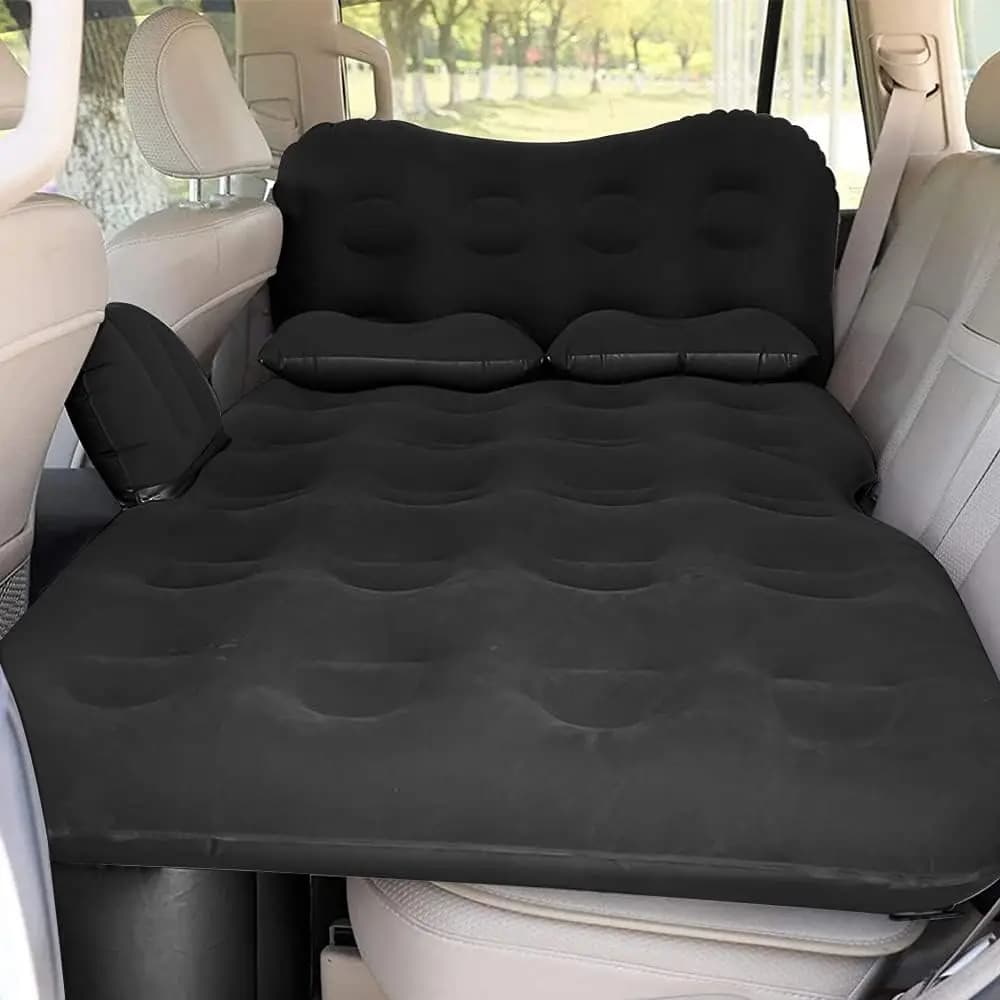 Letto da viaggio gonfiabile per materasso ad aria per auto con pompa ad aria e cuscini per sedile posteriore pickup SUV Berlina - Nero