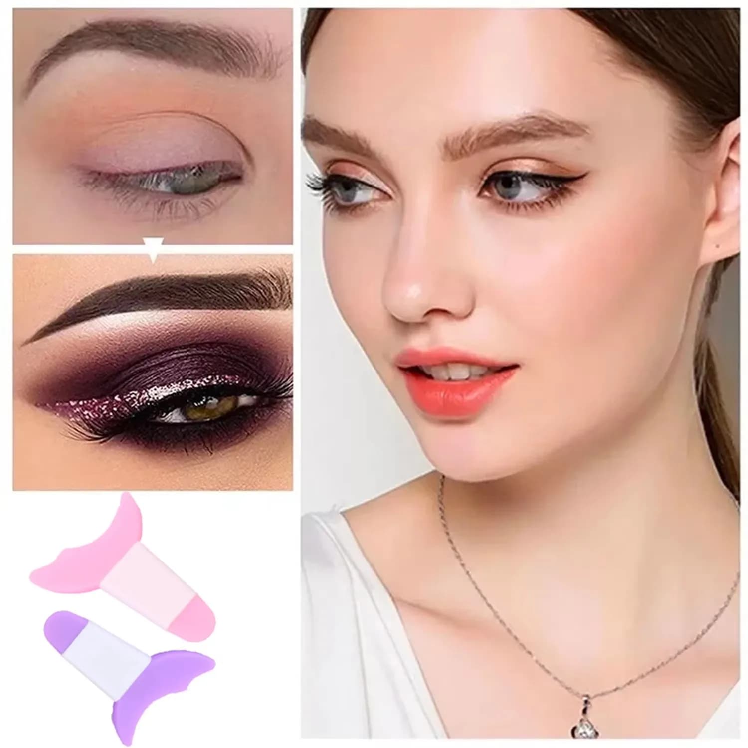1/5Pack Eye Makeup Aids Crescent Shape Soft Silicone Baffle, Mascara Baffle Repeatable Makeup Template