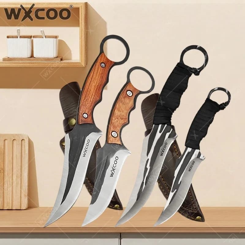 WXCOO Multifunctional Hand-Forged Kitchen Knife Meat Cleaver Butcher Knife Household Cooking Tools Stainless Steel BBQ Knife