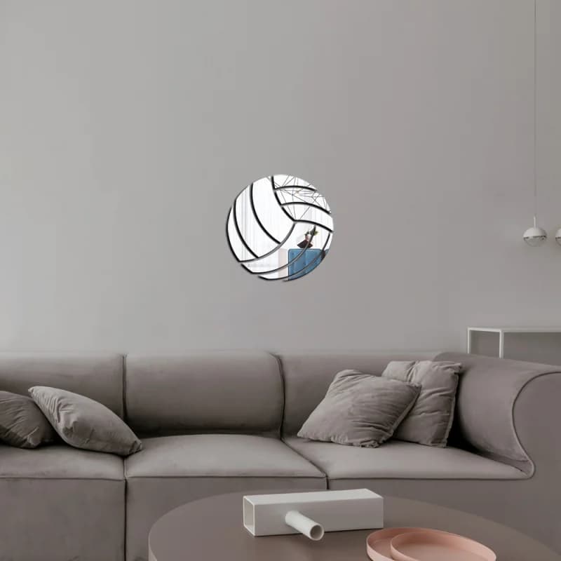 Adesivo Murale a Specchio Acrilico da 30cm a Tema Pallavolo, Decorazione Fai-da-Te per Camerette e Asili