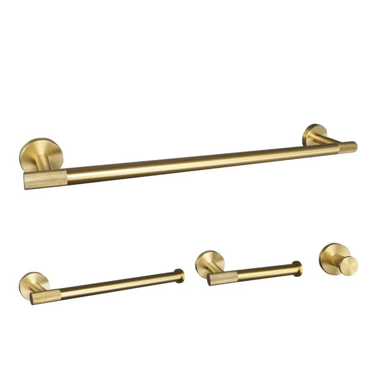 Luxury Brushed Gold Bathroom Accessories Set Hygienic Card Holder Bar Rail Ring Robe Clothes Hook Hardware
