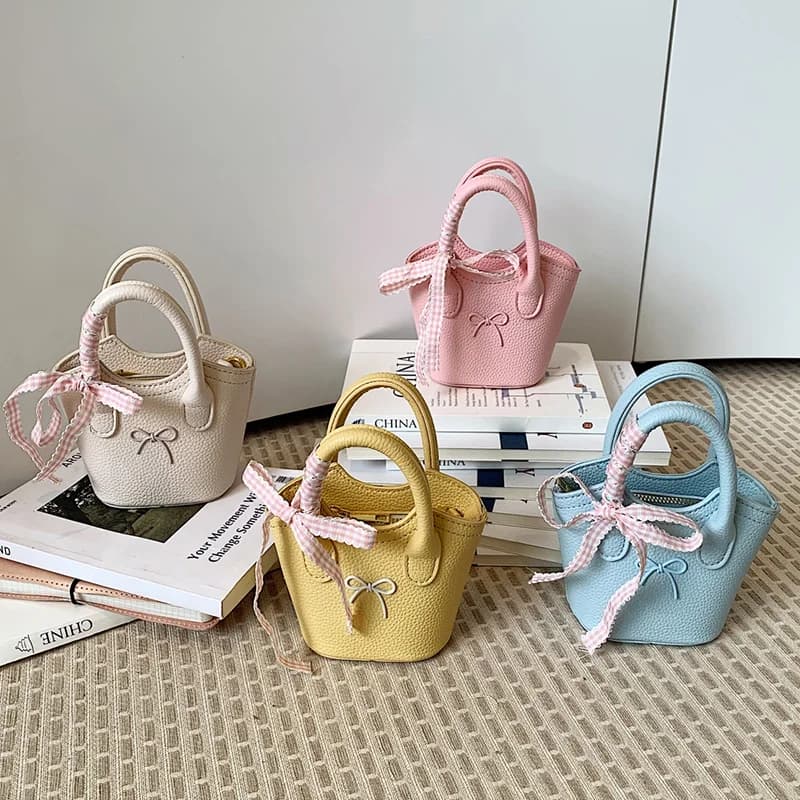 Mini Borsa a Tracolla Multifunzione: Portamonete, Portarossetto, Portachiavi, Accessori con Fiocco, Borsa alla Moda, Clutch Versatile, Borsa a Secchiello