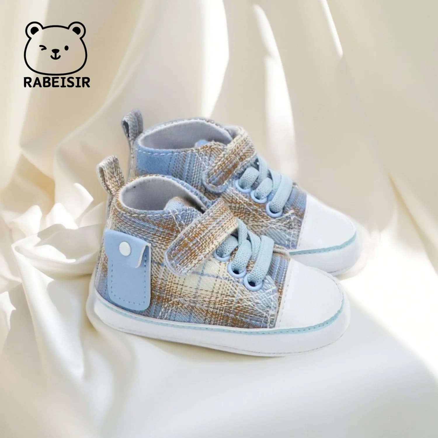 Scarpe di tela per bambini, scarpe da passeggio per bambini, 6-12-18 mesi, scarpe di stoffa a quadretti per ragazzi e ragazze, suola morbida, comode