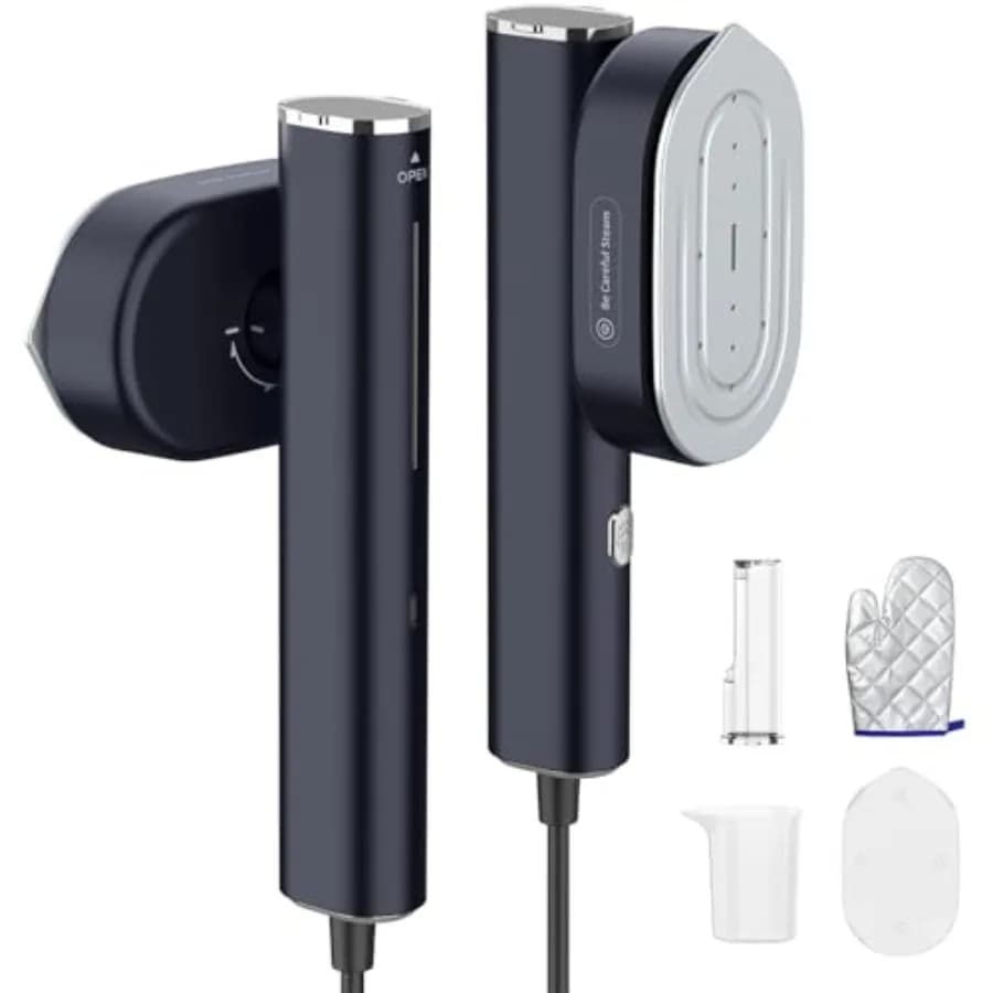 Vaporizzatore per Vestiti 1200W, Stiratore Portatile, Rimozione Rapida delle Pieghe, Ferro da Stiro Mini Leggero da Viaggio per