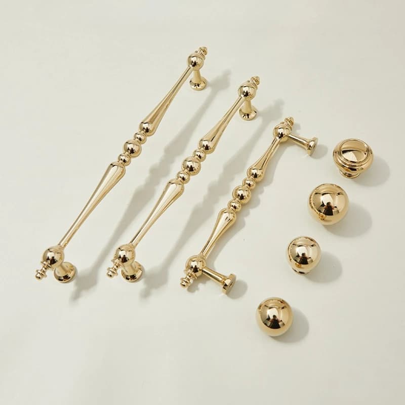 Maniglia a T in Ottone Dorato Lucido per Cassetti, Maniglia per Armadietti da Camera da Letto e Cucina, Maniglia e Pomello per Mobili da Bagno, Maniglia Solida per Ante di Armadi