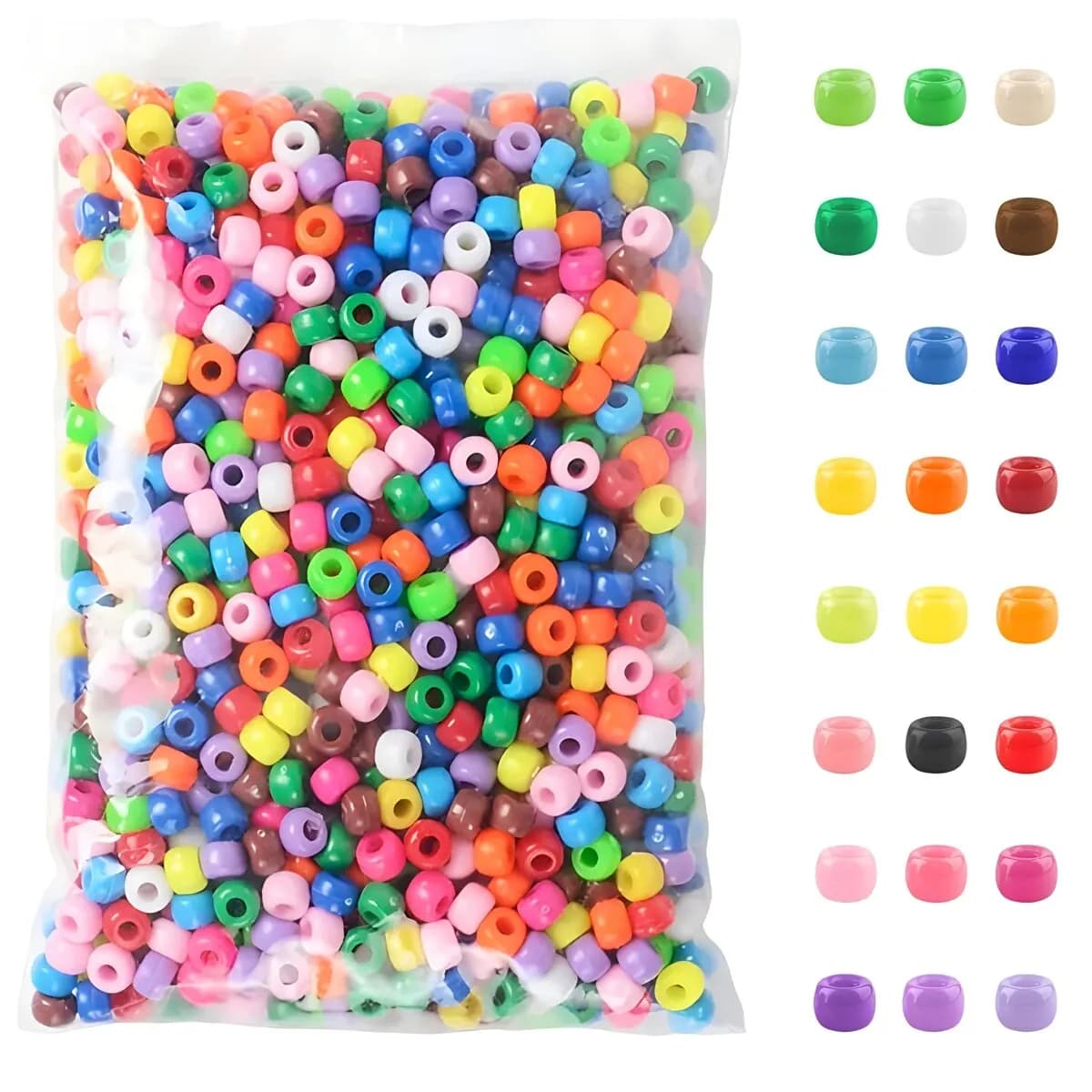 500 pezzi di perline di plastica colorate per caramelle pony per la creazione di gioielli, intrecciatura di capelli fai da te, bracciale, collana, artigianato, piccole imprese