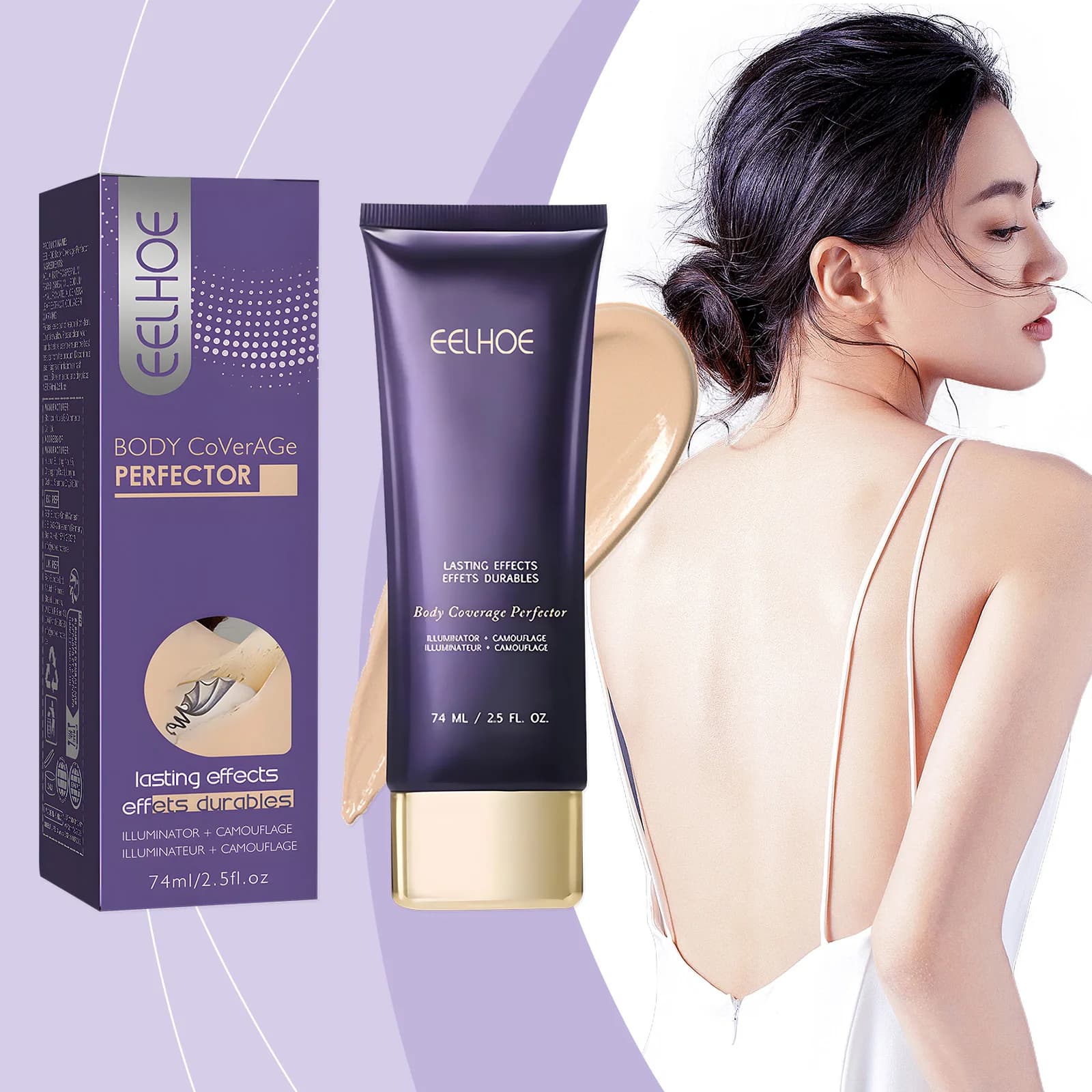 Natural color body concealer cream, covers blemishes on face and body, evens skin tone, long-lasting invisible concealer