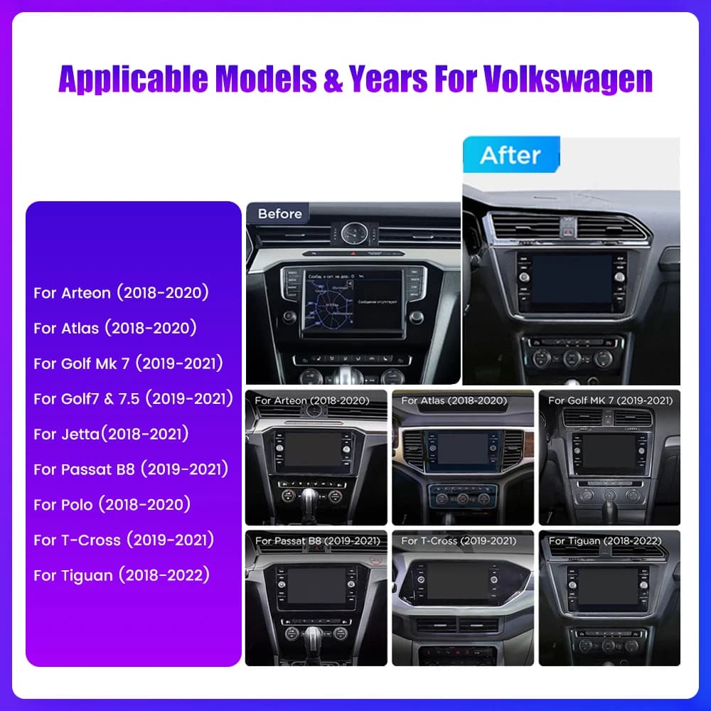 8 "2Din Android Auto Radio Stereo GPS Carplay Multimedia Video Autoradio Per VW Jetta Golf 7 Passat B8 Tiguan Polo Arteon Atlas