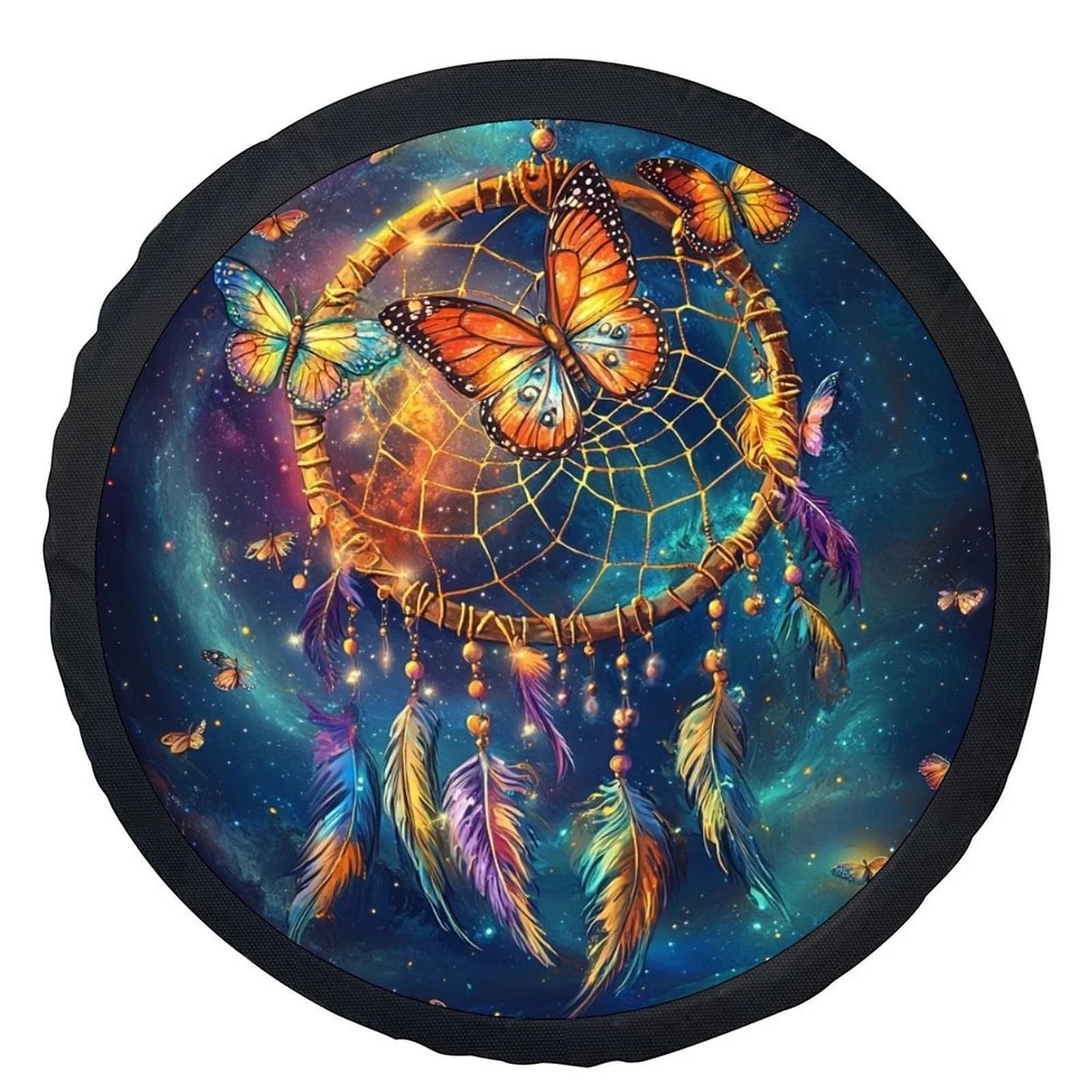 1pc Dreamcatcher Butterflies Themed Tire Cover Wheel Cover, Trendy Universal Wheel Cover Tire Cover Wheel Protection Cover, Suit