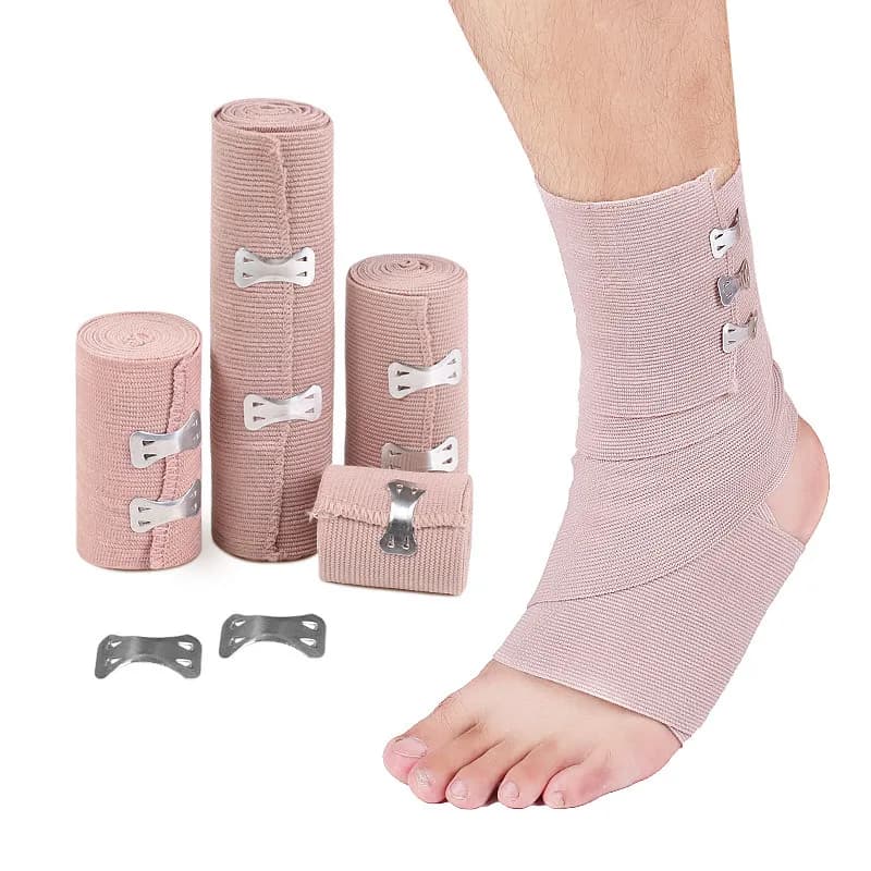 1 rotolo di benda elastica con clip extra Nastro autoadesivo non tessuto monouso per cintura di fissaggio traspirante sportiva