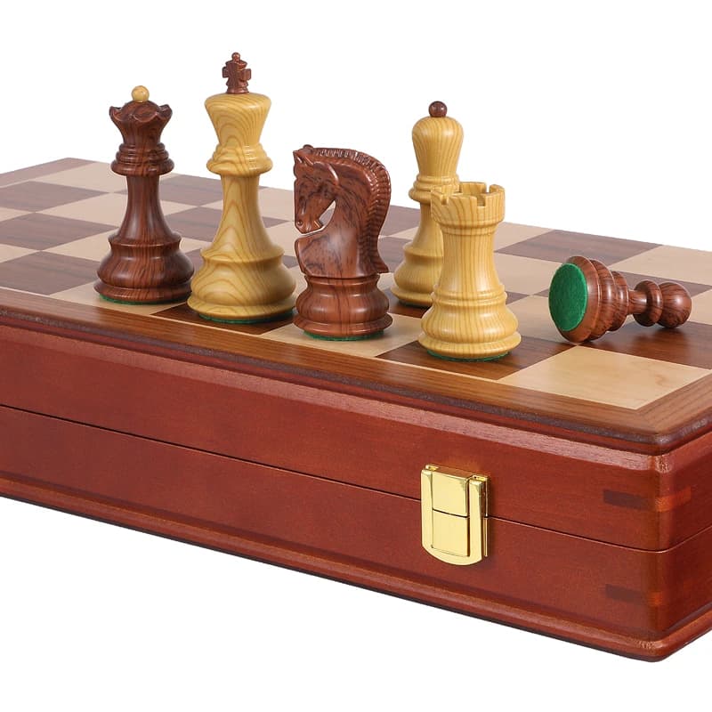 Scacchi di grandi dimensioni da 45 cm/17,7 pollici, scacchiera in legno massello, grande re di fascia alta da 9,5 cm/3,7 pollici, set di 4 pezzi di scacchi in plastica ponderati