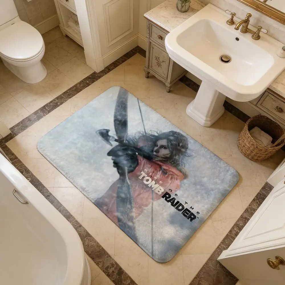 Tappetino da bagno Action Game T-Tomb R-Raider, decorazione per la cameretta dei bambini, tappetino antiscivolo per balcone, tappeto di benvenuto per soggiorno