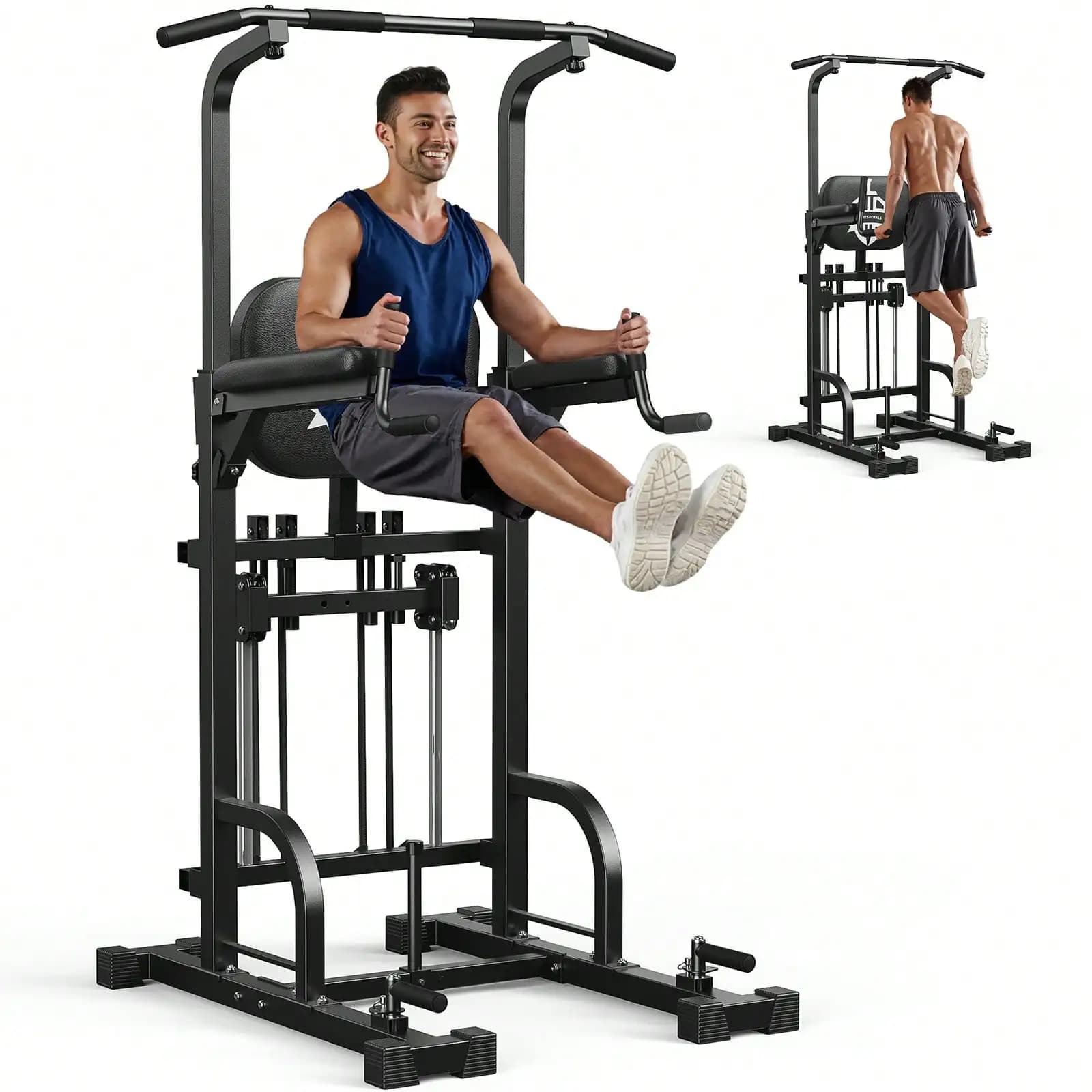 FLYBIRD Power Tower Pull Up Bar Station, 450LBS Stable Pull Up Dip Station For Home Gym Strength Training Equipment