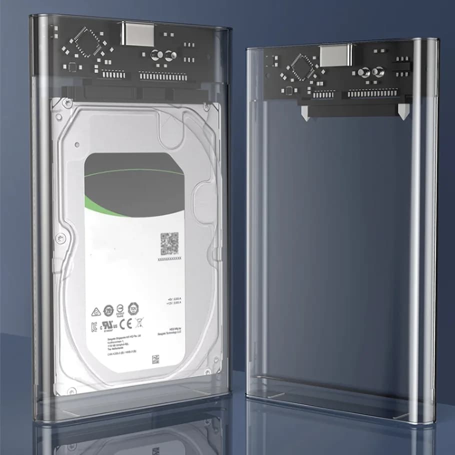Custodia per disco rigido esterno SATA SSD da 2,5 pollici Custodia per HDD USB 3.0/Tipo C con velocità di trasferimento di 5 Gbps Scatole per disco rigido trasparenti Custodia per HDD