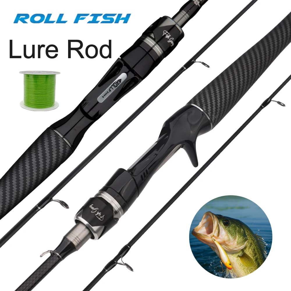 ROLLFISH Canna da pesca con esca d'acqua salata e d'acqua dolce Azione rapida Leggera alta per carpa persico spigola + lenza da 100 m