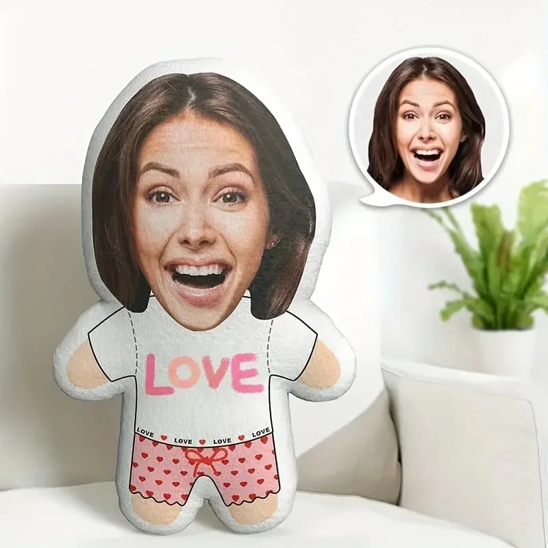 Cuscino in peluche personalizzato 'Ti amo', regalo fotografico personalizzato per coppia, solo lavabile a mano, regalo perfetto per il Ringraziamento, Natale