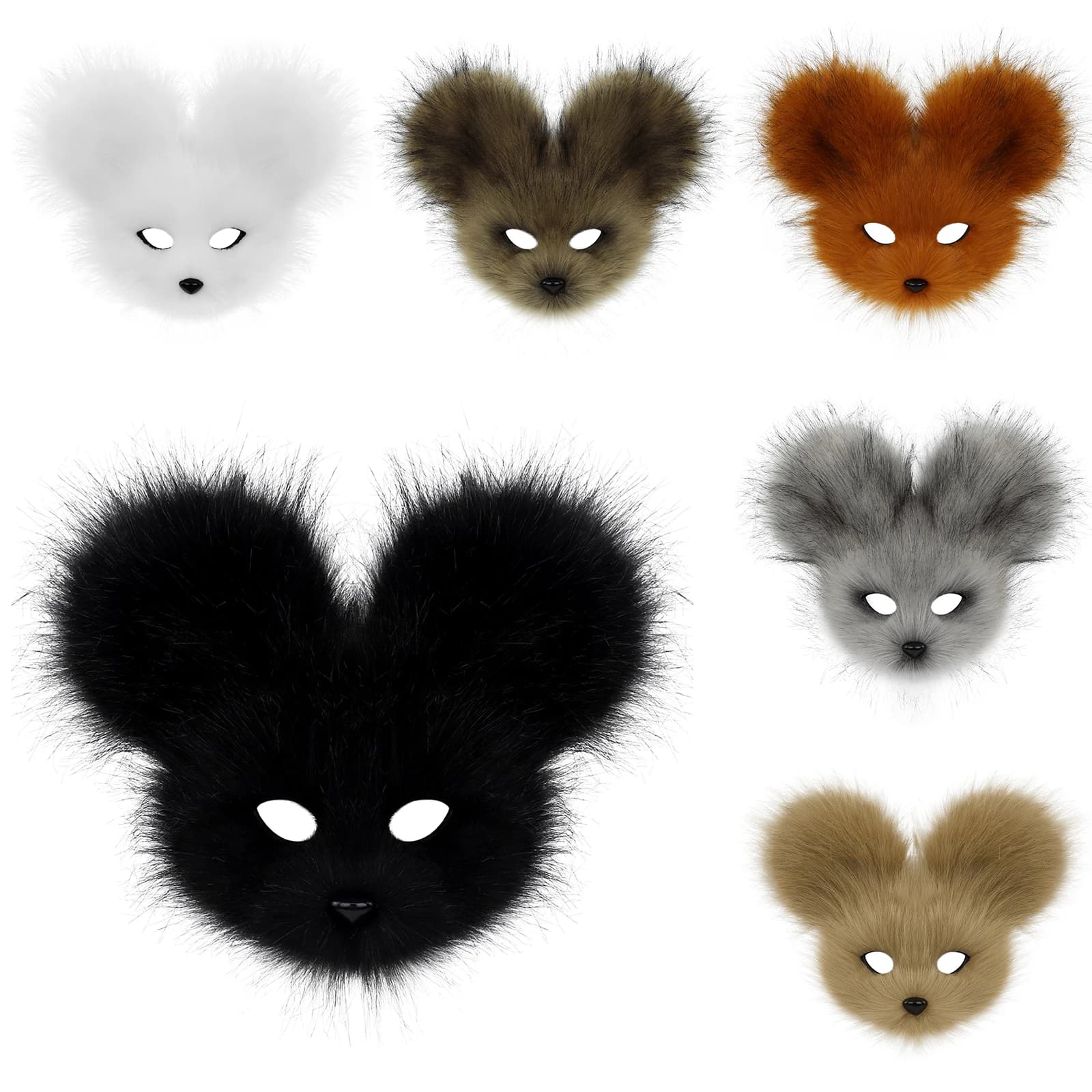 Maschera da topo animale in pelliccia sintetica mezza faccia in peluche per accessori per costumi da festa di carnevale in maschera