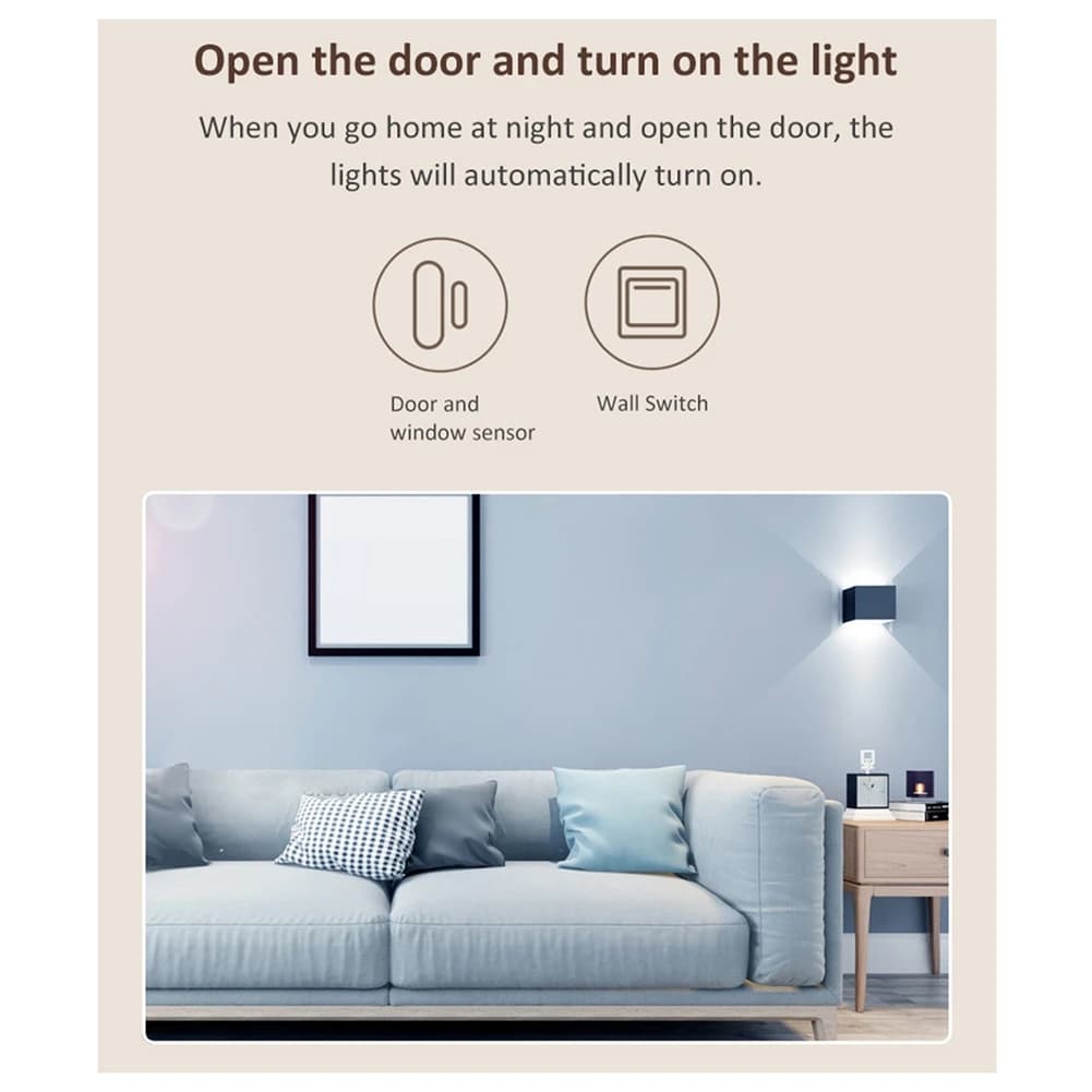 -ABGY Tuya Wifi Sensore magnetico per porta intelligente Controllo app Sensore wireless per porte e finestre USB Rilevatore di allarme magnetico per porte