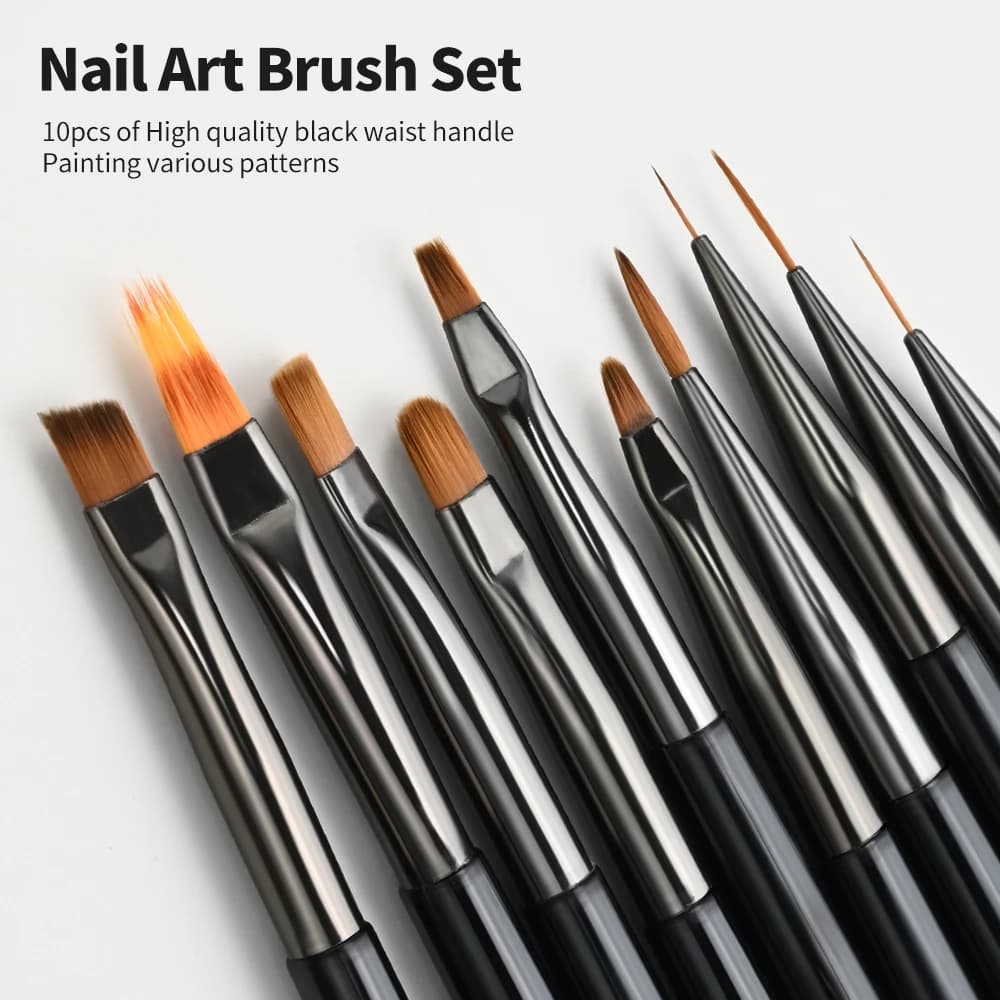 Set di 7/9/10 Pennelli per Nail Art, Penne per Gel UV, Kit per Decorazione Unghie Professionale