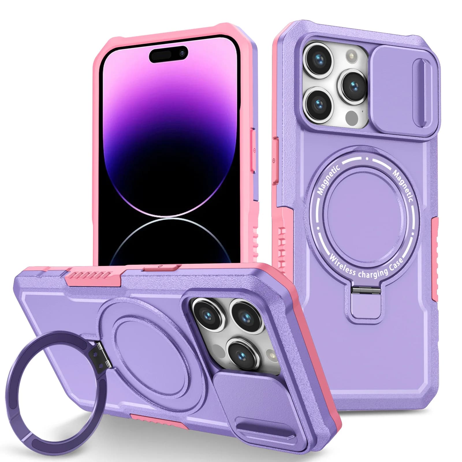 Suitable for the New iPhone 16Pro Magnetic Stand Anti-Fall Phone Case Apple 16Promax Push Window Car Protective Case Apple 16Plus