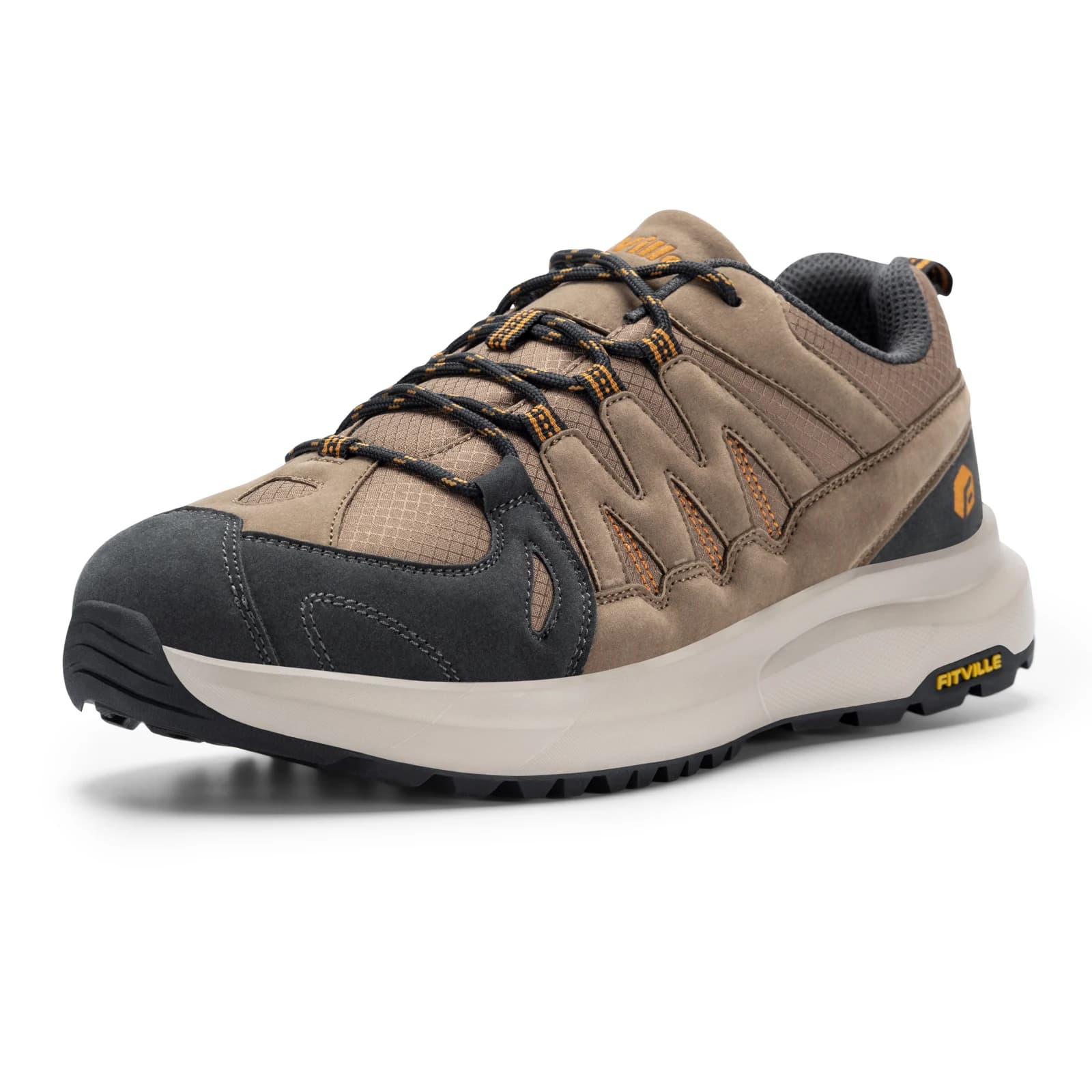 FitVille Men's wide shoes Outdoor work waterproof wide trekking shoes Go Walking Sneakers with support for the arch to relieve heel pain