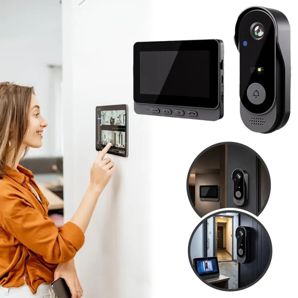 High-definition Video Doorbell Password Lock Night Vision Capture Waterproof Home Indoor Screen Surveillance Video Intercom Lock