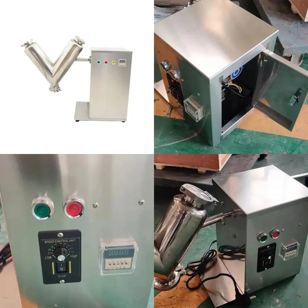 Stainless Steel Laboratory V Mixer Dry Powder Flour Spice Seasoning Protein Powder Mixing Machine Lab Mini Small V Blender