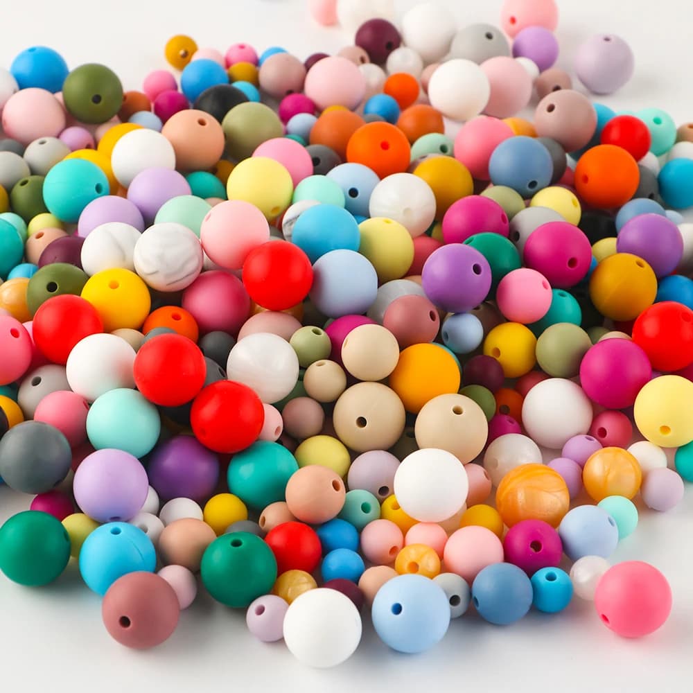 50-100 Pezzi Perline Rotonde in Silicone 9/12/15mm, Perle in Silicone per Artigianato, Fai da Te, Portachiavi, Braccialetti, Collane, Creazione di Gioielli Fatti a Mano