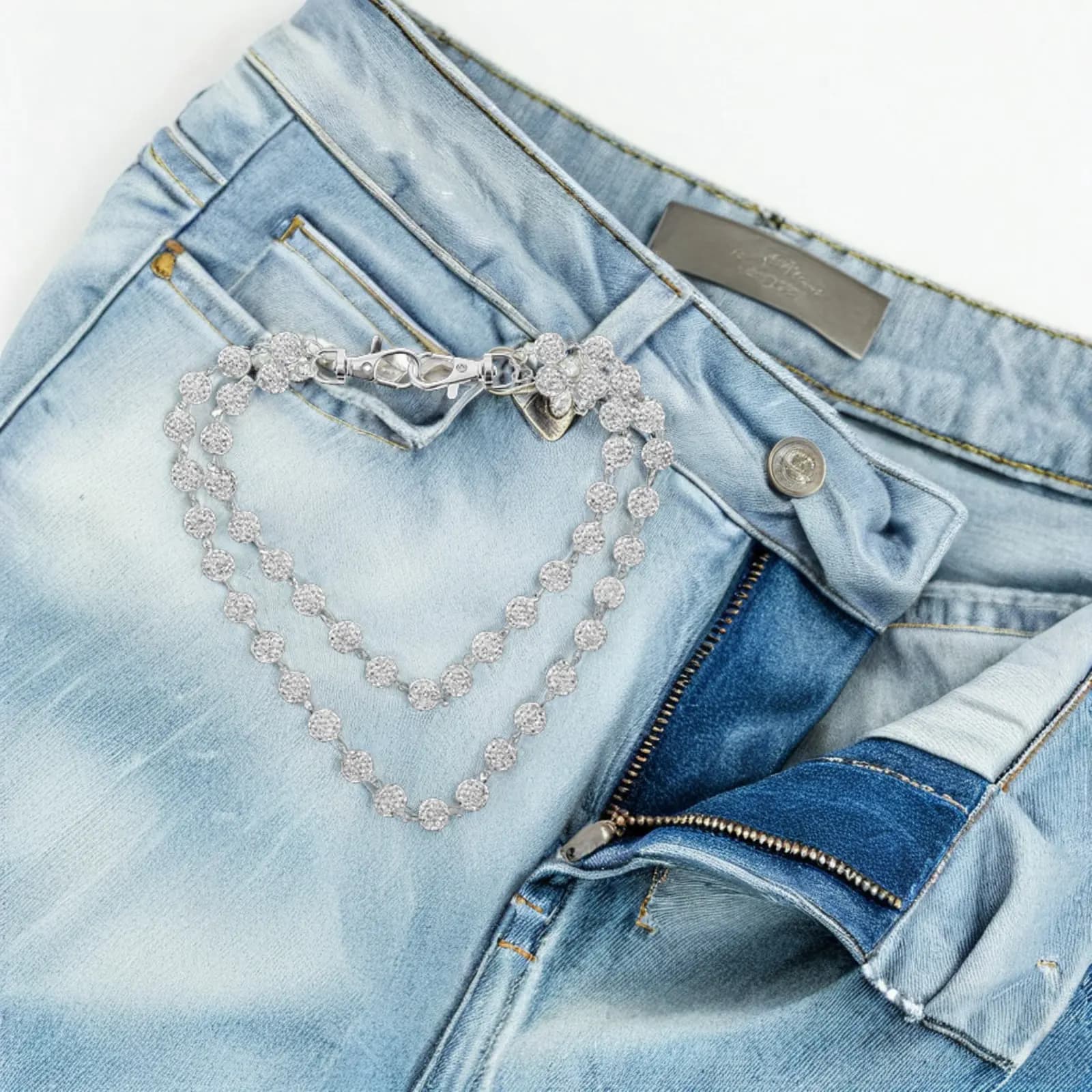 Metal Rhinestone Pants Chain Hip Hop Layered Wallet Chain Men's Jean Trouser Links Punk Style Party Daily Use Wallet Chains