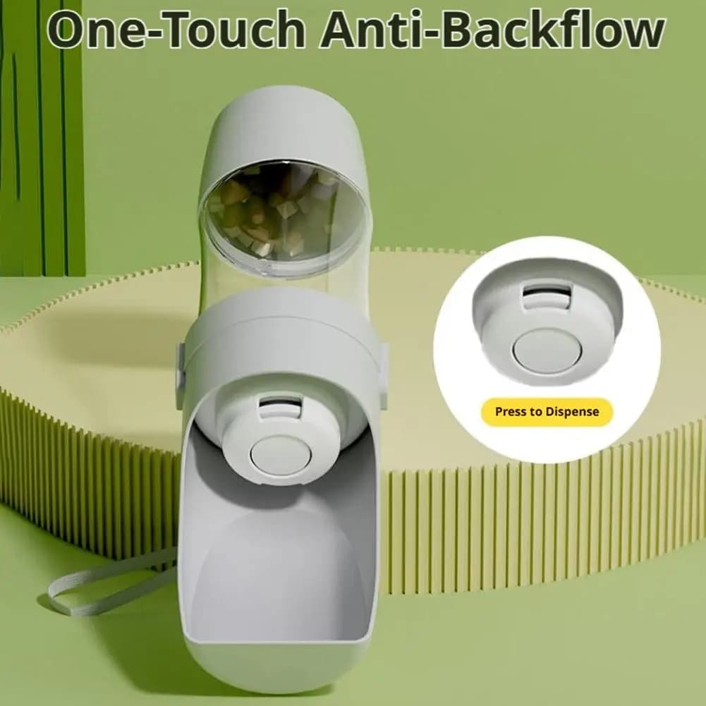 Bottiglia d'Acqua da Viaggio 2-in-1 per Animali Domestici - Ciotola Portatile per Cani con Contenitore per Cibo, Senza Bocca Bagnata, Dispenser d'Acqua per Esterni