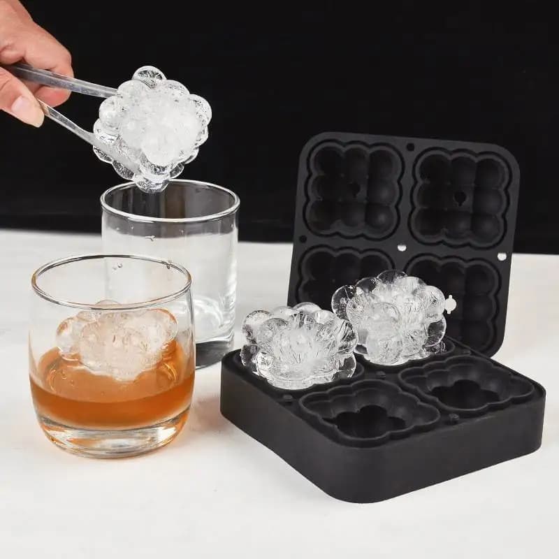 Stampo per Cubetti di Ghiaccio Quadrati in Silicone a 4 Fori Versione Aggiornata Three-Trust, Utensile da Cucina per Whisky e Acqua, Grado Alimentare