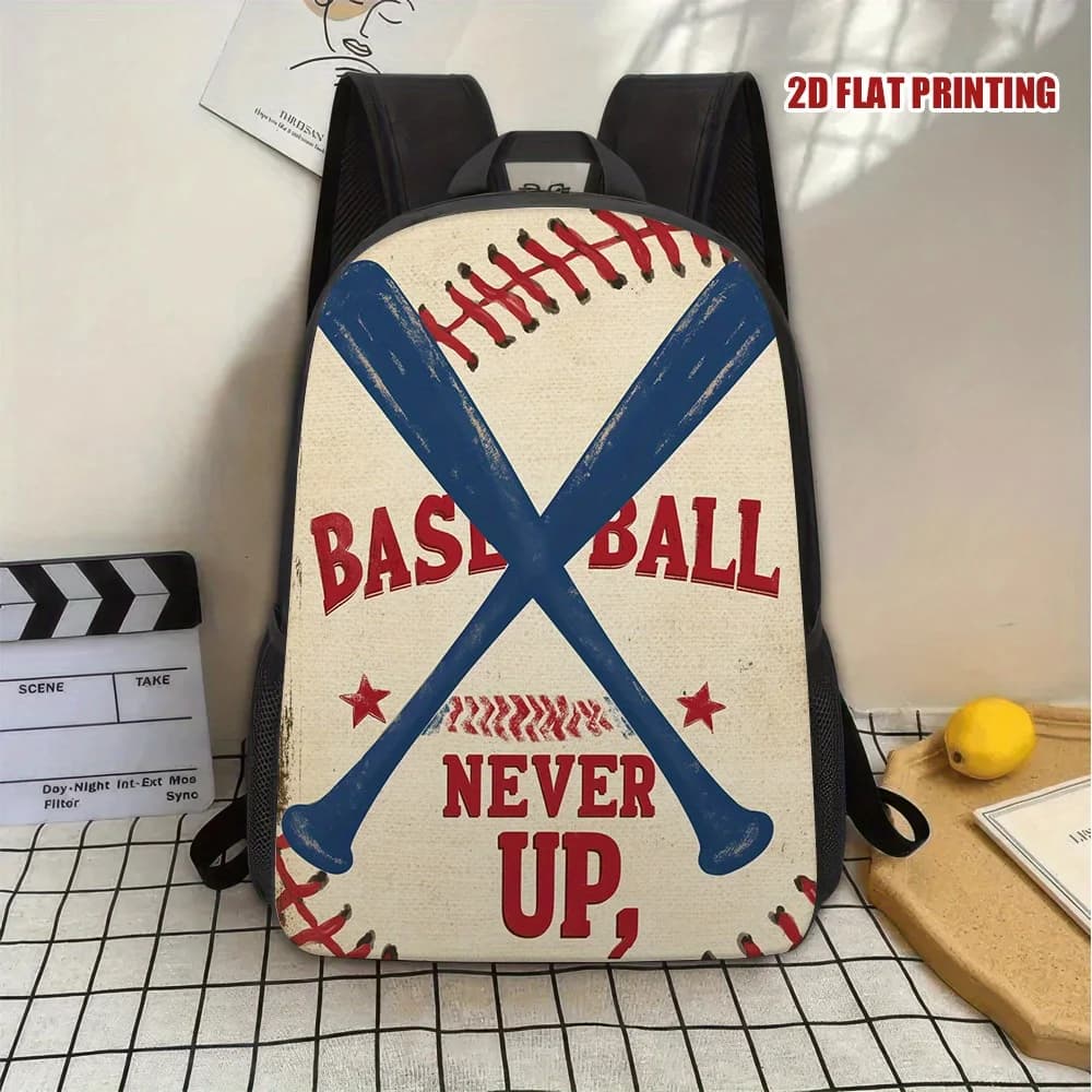 1 Elegante Zaino a Tema Baseball con Stampa 2D - Materiale in Poliestere Leggero e Resistente con Tracolla Rimovibile