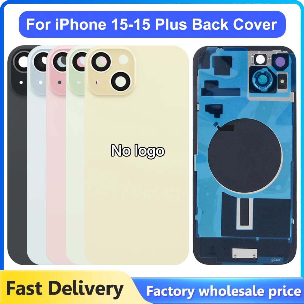 For iPhone 15 Battery Back Cover Rear Door Housing Case with Camera Lens Replacement Compatible with For iPhone 15 Plus