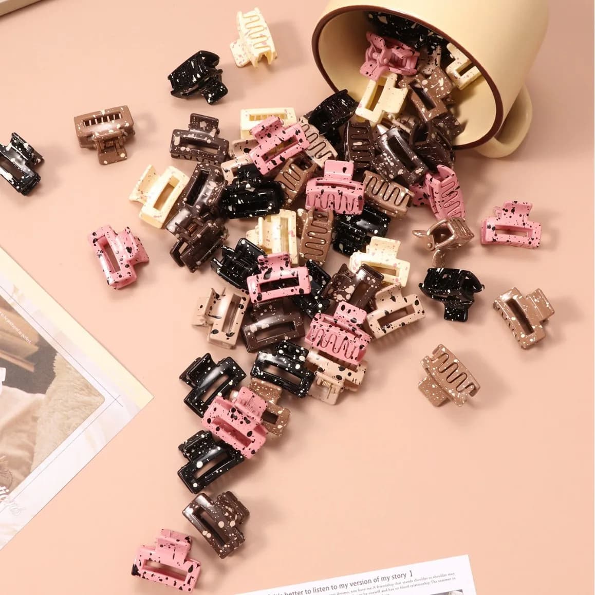 10Pcs Vintage Geometric Rectangle Point Dot Small Hair Claw Clips For Women Girls Mini Hair clamp Nonslip Clip Hairpin Barrette