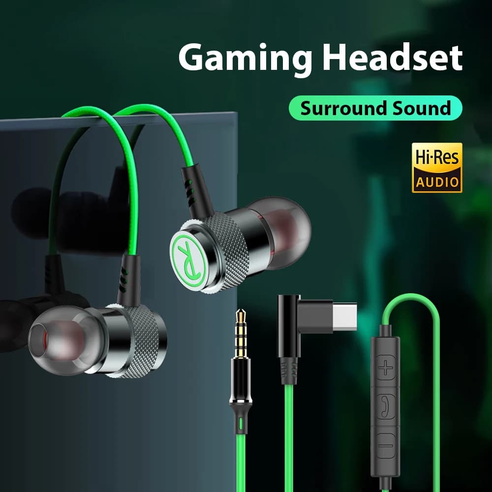 Tipo C Auricolari cablati per Samsung Galaxy S25 24 S23 Ultra Xiaomi USB C Cuffie da 3,5 mm HiFi Bass Stereo In Ear Riduzione del rumore